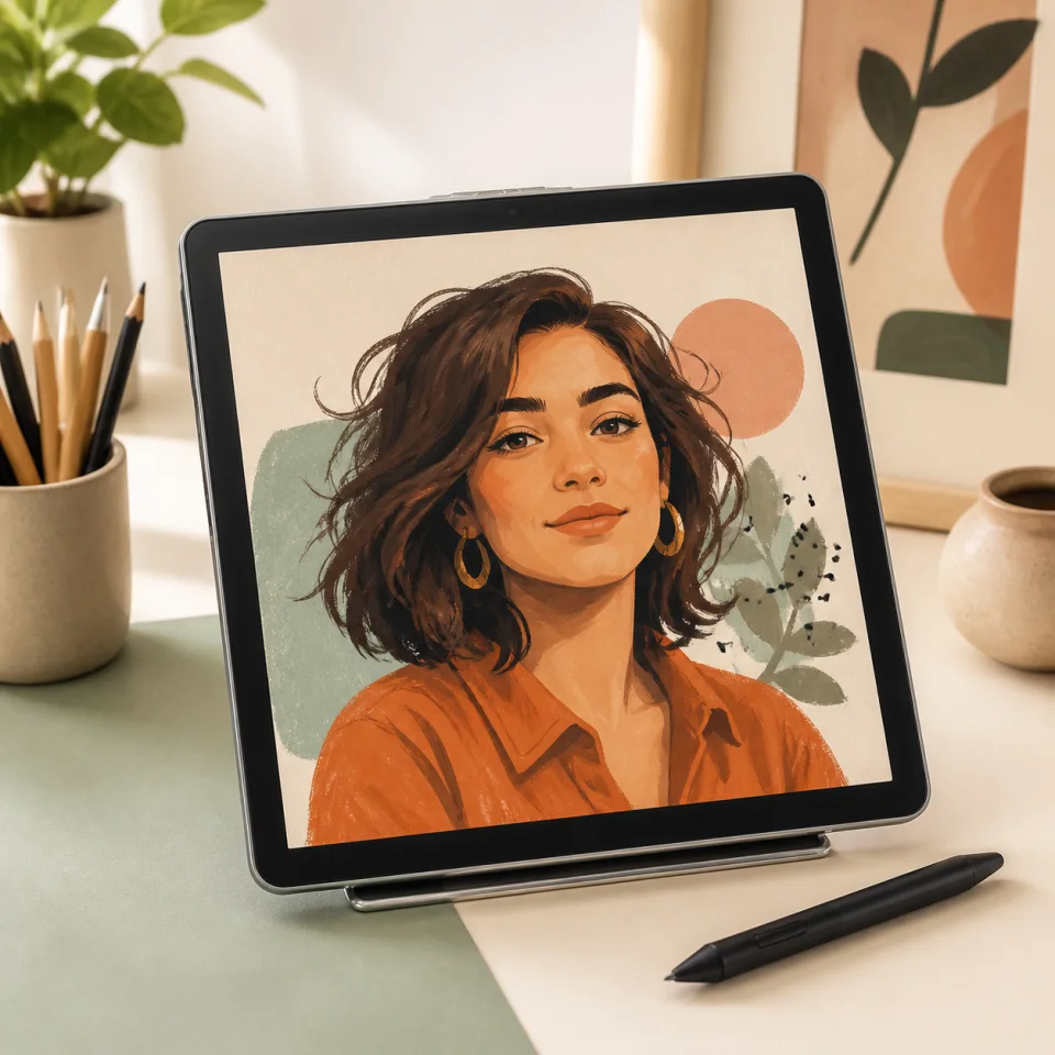 Mini digital portrait offered by Little Linework