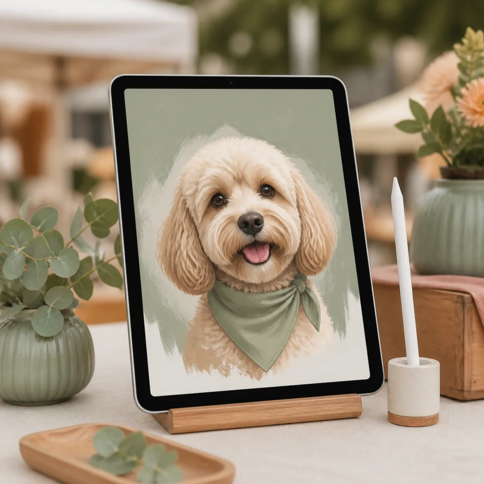 Mini pet portrait offered by Little Linework