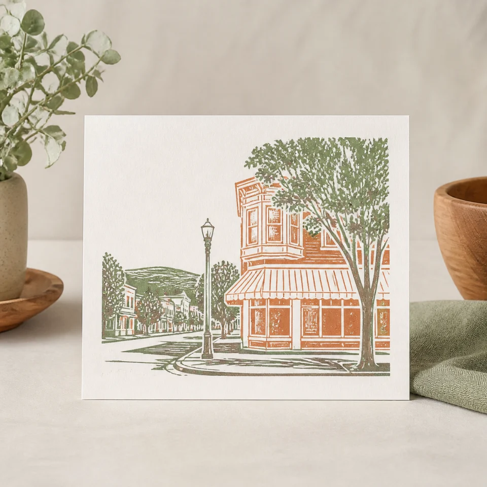 Neighborhood postcard print offered by Sunny Side Prints